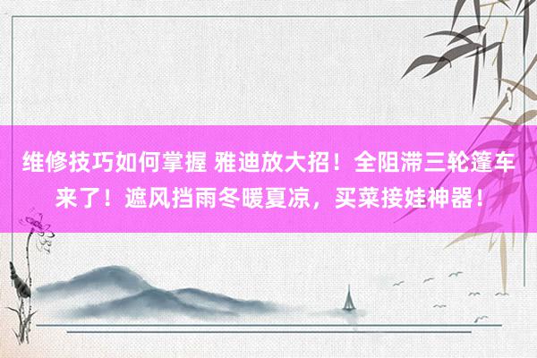 维修技巧如何掌握 雅迪放大招！全阻滞三轮篷车来了！遮风挡雨冬暖夏凉，买菜接娃神器！