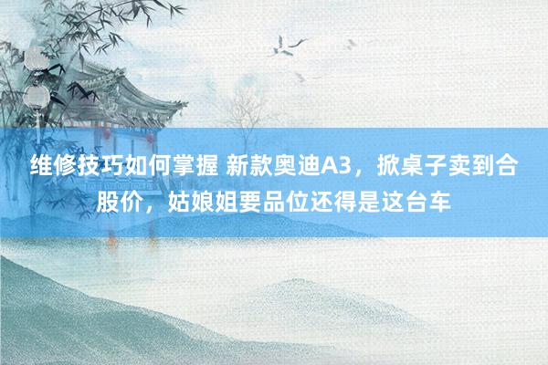 维修技巧如何掌握 新款奥迪A3，掀桌子卖到合股价，姑娘姐要品位还得是这台车