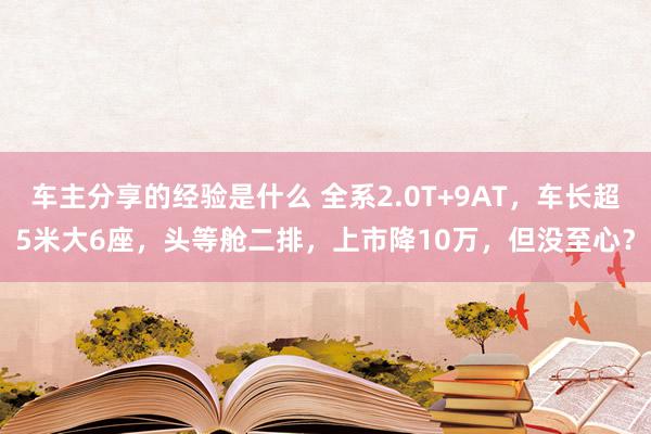 车主分享的经验是什么 全系2.0T+9AT，车长超5米大6座，头等舱二排，上市降10万，但没至心？