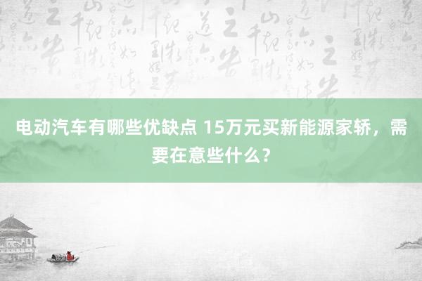 电动汽车有哪些优缺点 15万元买新能源家轿，需要在意些什么？