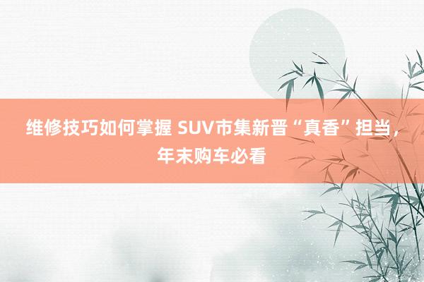 维修技巧如何掌握 SUV市集新晋“真香”担当，年末购车必看