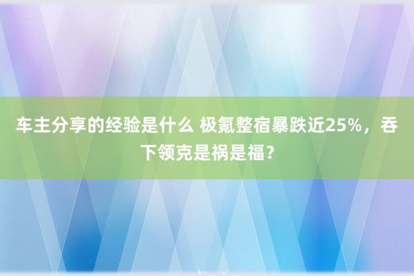 车主分享的经验是什么 极氪整宿暴跌近25%，吞下领克是祸是福？