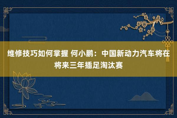 维修技巧如何掌握 何小鹏：中国新动力汽车将在将来三年插足淘汰赛