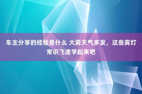 车主分享的经验是什么 大雾天气多发，这些雾灯常识飞速学起来吧