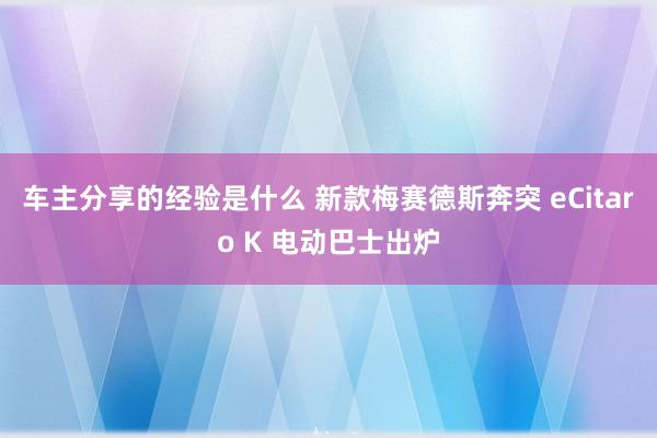 车主分享的经验是什么 新款梅赛德斯奔突 eCitaro K 电动巴士出炉