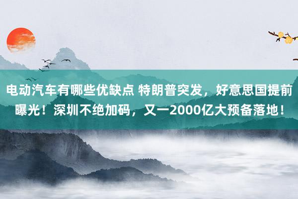 电动汽车有哪些优缺点 特朗普突发，好意思国提前曝光！深圳不绝加码，又一2000亿大预备落地！