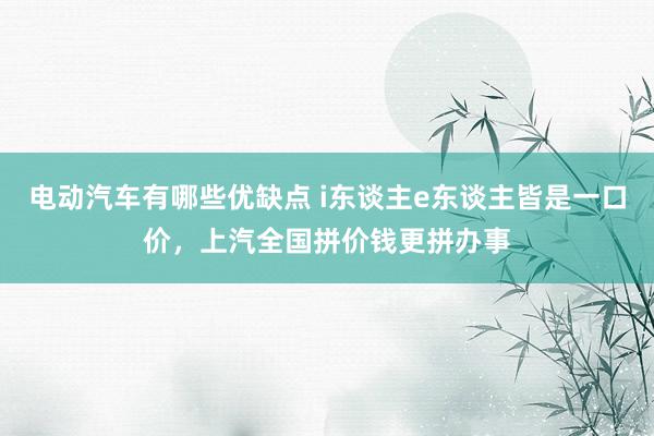 电动汽车有哪些优缺点 i东谈主e东谈主皆是一口价，上汽全国拼价钱更拼办事