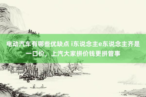 电动汽车有哪些优缺点 i东说念主e东说念主齐是一口价，上汽大家拼价钱更拼管事