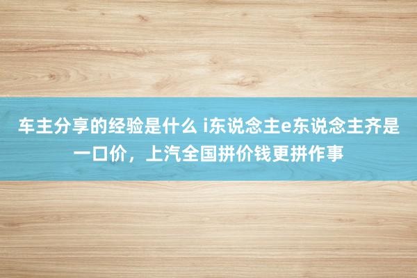 车主分享的经验是什么 i东说念主e东说念主齐是一口价，上汽全国拼价钱更拼作事