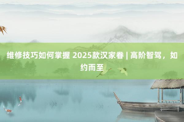 维修技巧如何掌握 2025款汉家眷 | 高阶智驾，如约而至