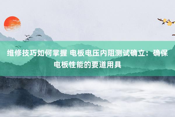 维修技巧如何掌握 电板电压内阻测试确立：确保电板性能的要道用具