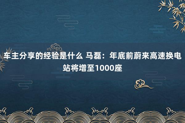 车主分享的经验是什么 马磊：年底前蔚来高速换电站将增至1000座