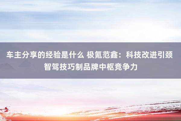 车主分享的经验是什么 极氪范鑫：科技改进引颈 智驾技巧制品牌中枢竞争力