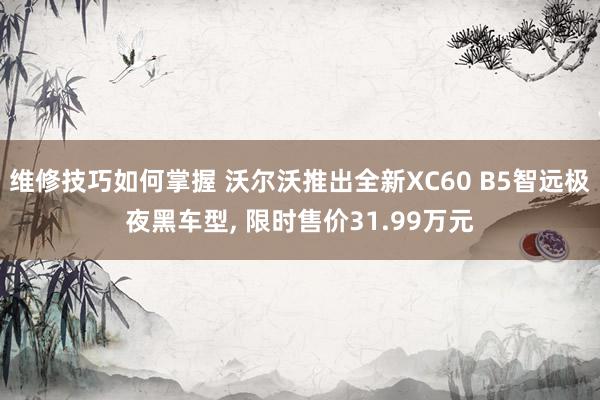 维修技巧如何掌握 沃尔沃推出全新XC60 B5智远极夜黑车型, 限时售价31.99万元