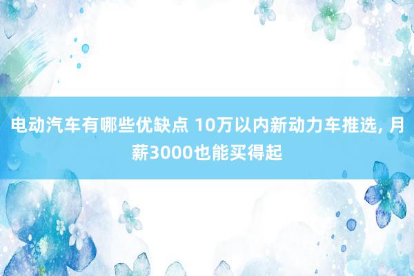 电动汽车有哪些优缺点 10万以内新动力车推选, 月薪3000也能买得起