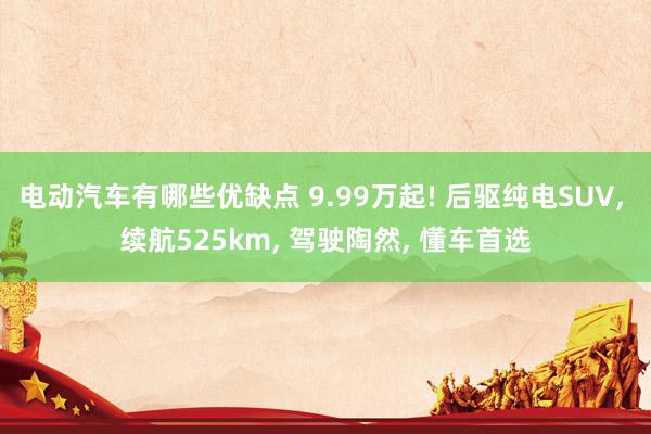 电动汽车有哪些优缺点 9.99万起! 后驱纯电SUV, 续航525km, 驾驶陶然, 懂车首选