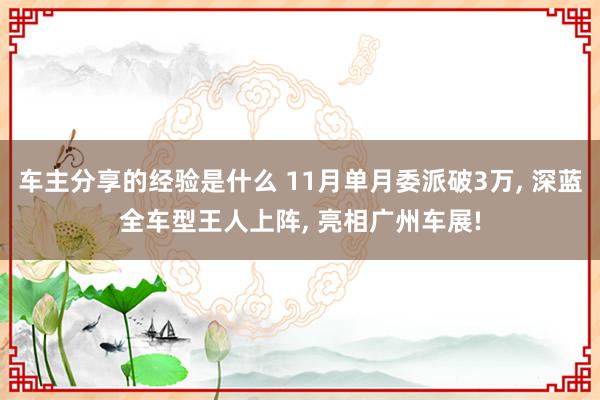 车主分享的经验是什么 11月单月委派破3万, 深蓝全车型王人上阵, 亮相广州车展!