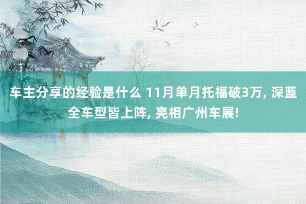 车主分享的经验是什么 11月单月托福破3万, 深蓝全车型皆上阵, 亮相广州车展!