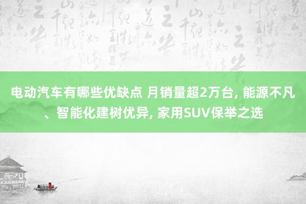 电动汽车有哪些优缺点 月销量超2万台, 能源不凡、智能化建树优异, 家用SUV保举之选