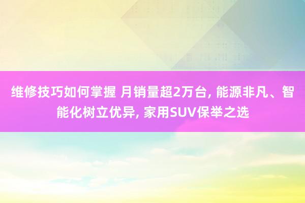 维修技巧如何掌握 月销量超2万台, 能源非凡、智能化树立优异, 家用SUV保举之选