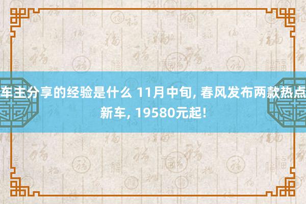 车主分享的经验是什么 11月中旬, 春风发布两款热点新车, 19580元起!