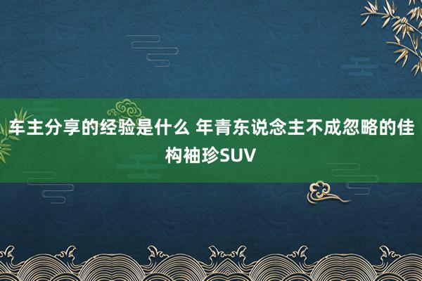 车主分享的经验是什么 年青东说念主不成忽略的佳构袖珍SUV