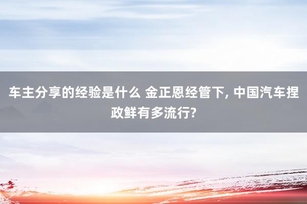 车主分享的经验是什么 金正恩经管下, 中国汽车捏政鲜有多流行?