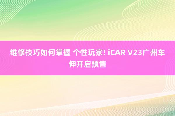 维修技巧如何掌握 个性玩家! iCAR V23广州车伸开启预售