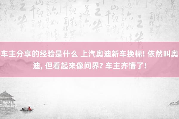 车主分享的经验是什么 上汽奥迪新车换标! 依然叫奥迪, 但看起来像问界? 车主齐懵了!