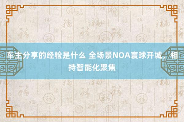 车主分享的经验是什么 全场景NOA寰球开城，相持智能化聚焦