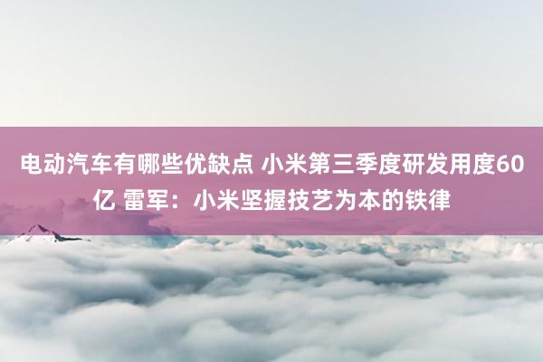 电动汽车有哪些优缺点 小米第三季度研发用度60亿 雷军：小米坚握技艺为本的铁律