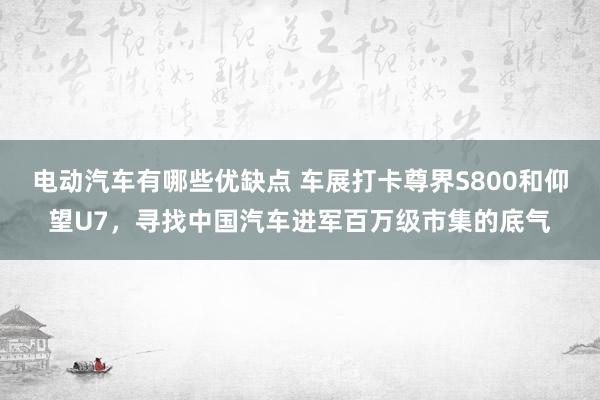 电动汽车有哪些优缺点 车展打卡尊界S800和仰望U7，寻找中国汽车进军百万级市集的底气