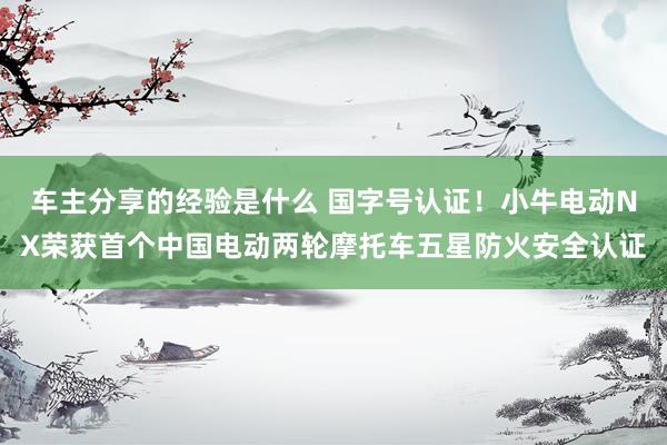 车主分享的经验是什么 国字号认证！小牛电动NX荣获首个中国电动两轮摩托车五星防火安全认证