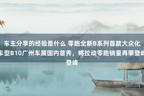 车主分享的经验是什么 零跑全新B系列首款大众化车型B10广州车展国内首秀，将拉动零跑销量再攀登峰