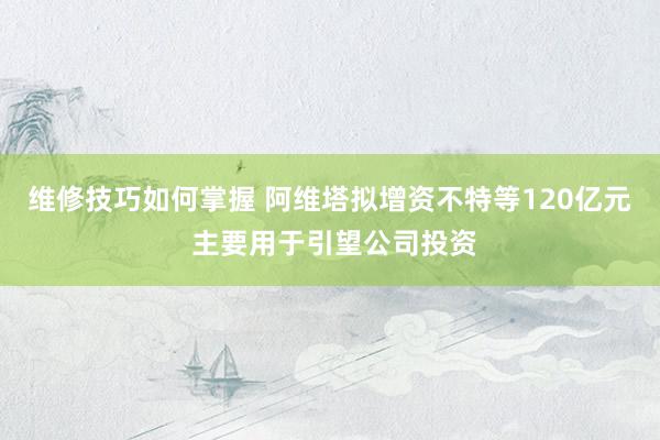 维修技巧如何掌握 阿维塔拟增资不特等120亿元 主要用于引望公司投资