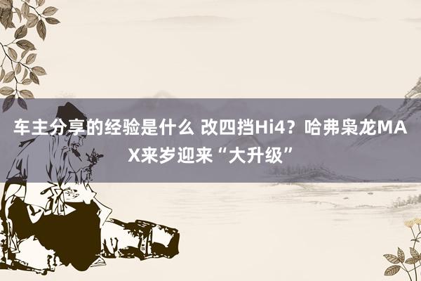 车主分享的经验是什么 改四挡Hi4？哈弗枭龙MAX来岁迎来“大升级”