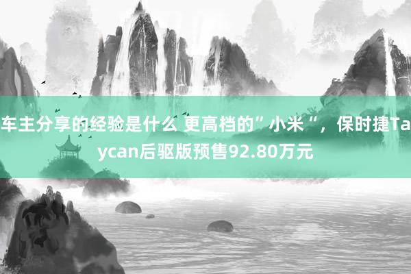 车主分享的经验是什么 更高档的”小米“，保时捷Taycan后驱版预售92.80万元