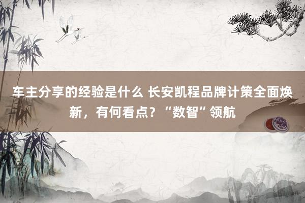 车主分享的经验是什么 长安凯程品牌计策全面焕新，有何看点？“数智”领航