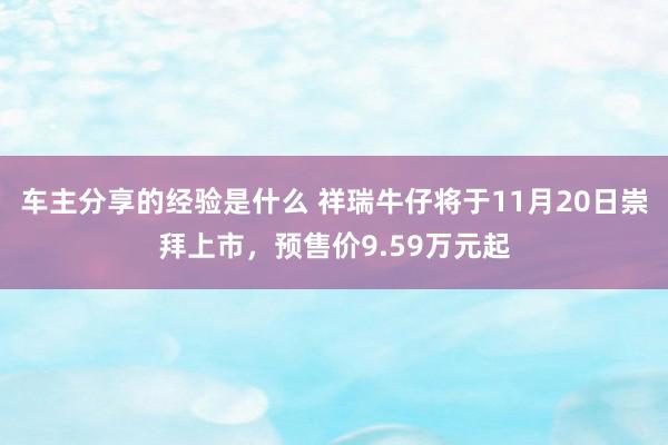 车主分享的经验是什么 祥瑞牛仔将于11月20日崇拜上市，预售价9.59万元起