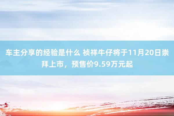 车主分享的经验是什么 祯祥牛仔将于11月20日崇拜上市，预售价9.59万元起